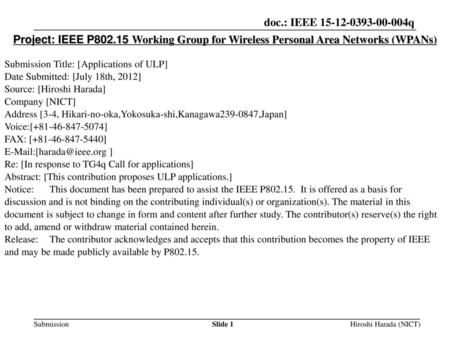 Doc.: IEEE /0974r2 SubmissionShusaku Shimada 1 Consultation 
