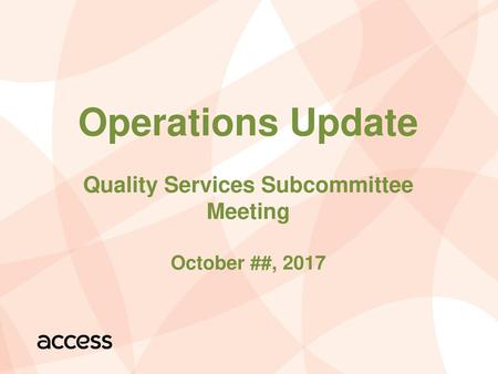Quality Services Subcommittee Meeting