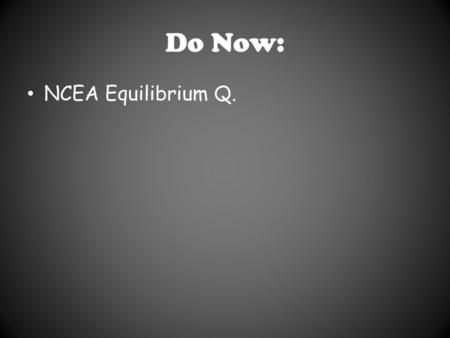 Do Now: NCEA Equilibrium Q..