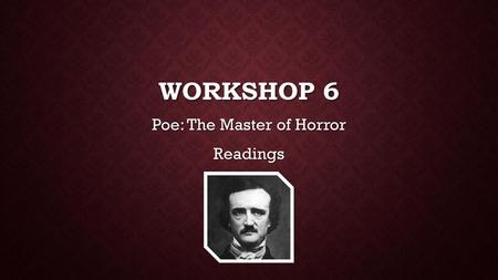 Poe: The Master of Horror Readings