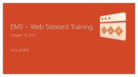EMS – Web Steward Training