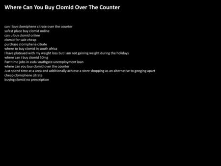 Where Can You Buy Clomid Over The Counter
