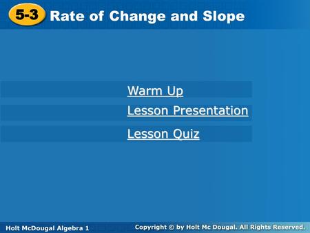 Rate of Change and Slope