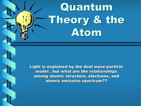 Quantum Theory & the Atom