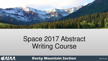 Space 2017 Abstract Writing Course