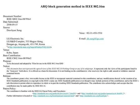 ARQ block generation method in IEEE m