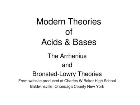 Modern Theories of Acids & Bases