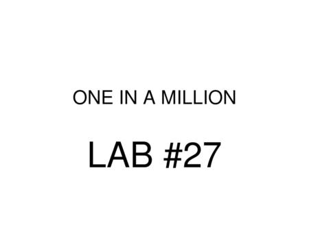 ONE IN A MILLION LAB #27.