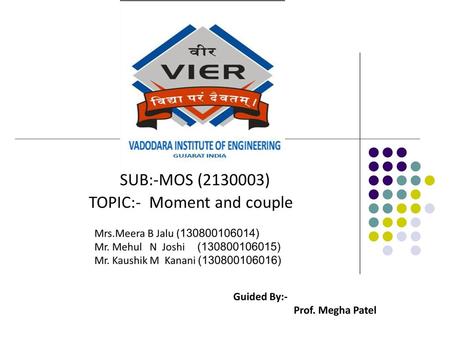 SUB:-MOS (2130003) Guided By:- Prof. Megha Patel.