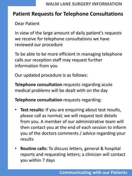 Patient Requests for Telephone Consultations