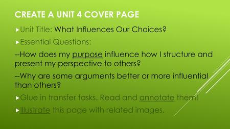Create a unit 4 cover page