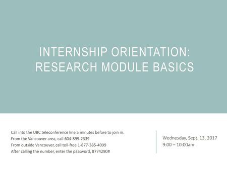 Internship orientation: Research module basics
