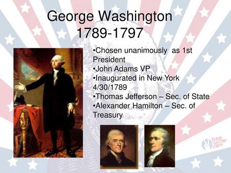George Washington Chosen unanimously as 1st President