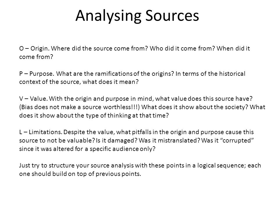 Analyzing Sources