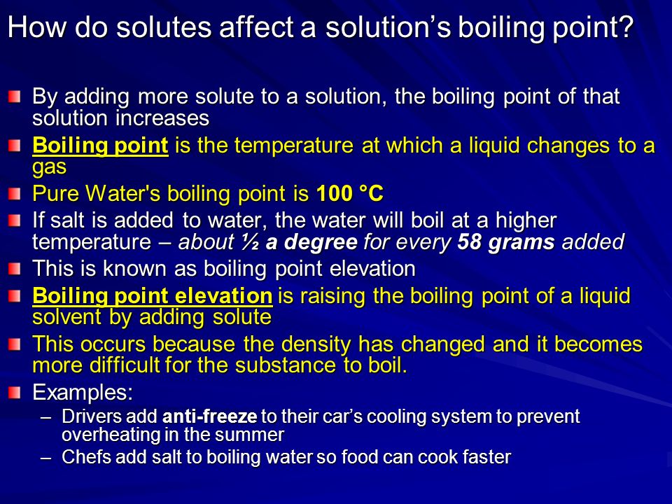 how would a solute affect the boiling point of water