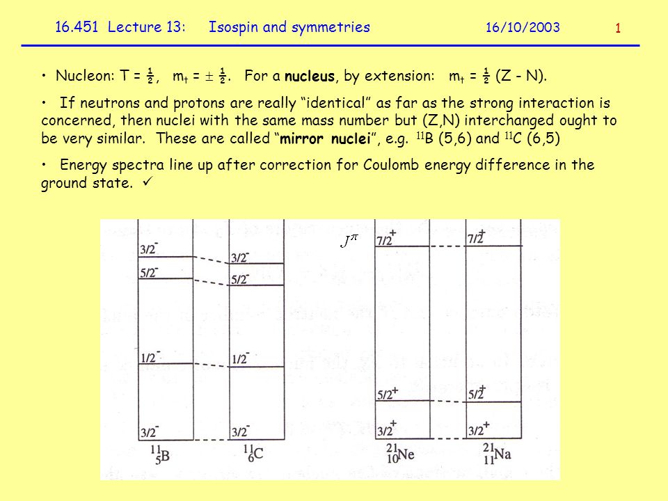 Nucleon T M T For A Nucleus By Extension M T Z N If Neutrons And Protons Are Really Identical As Far As The Strong Interaction Ppt Download
