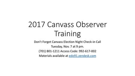 2017 Canvass Observer Training