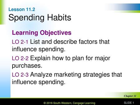Lesson 11.2 Spending Habits