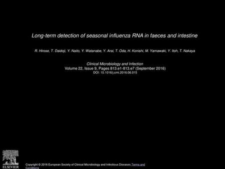 Long-term detection of seasonal influenza RNA in faeces and intestine