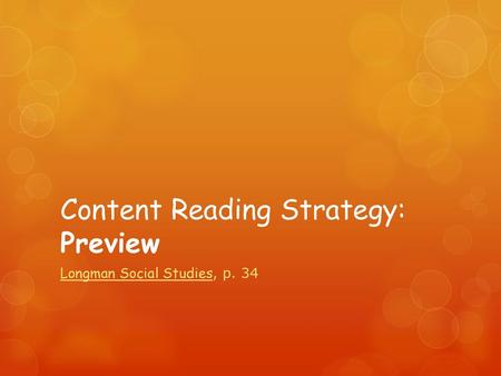 Content Reading Strategy: Preview