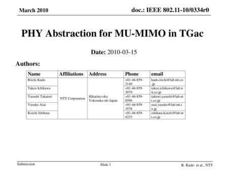 PHY Abstraction for MU-MIMO in TGac