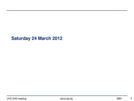Saturday 24 March 2012.