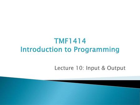 TMF1414 Introduction to Programming