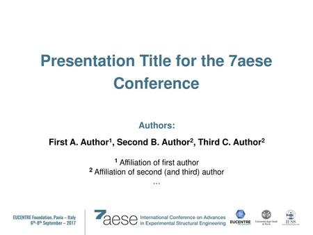 Presentation Title for the 7aese Conference