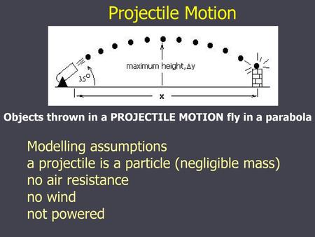Projectile Motion Modelling assumptions