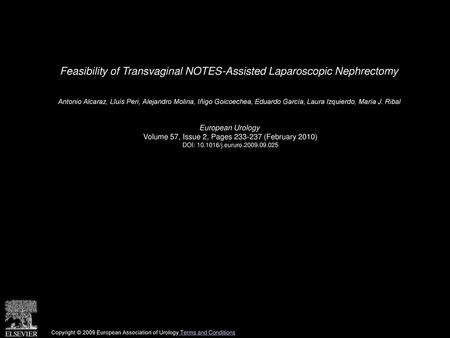 Feasibility of Transvaginal NOTES-Assisted Laparoscopic Nephrectomy