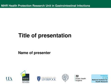 Title of presentation Name of presenter.