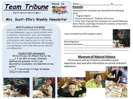 Mrs. Scott-Ellis’s Weekly Newsletter
