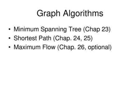 Graph Algorithms Minimum Spanning Tree (Chap 23)