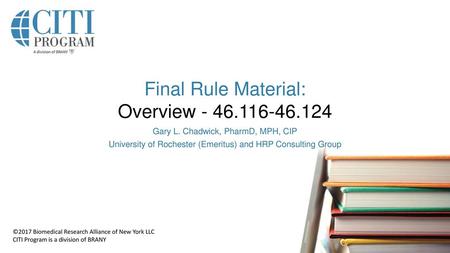 Final Rule Material: Overview