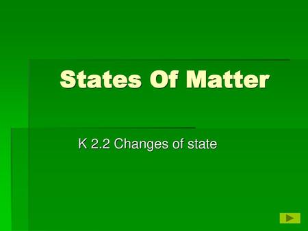 States Of Matter K 2.2 Changes of state.