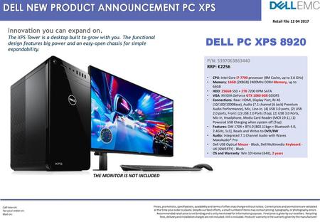 DELL NEW PRODUCT ANNOUNCEMENT PC XPS