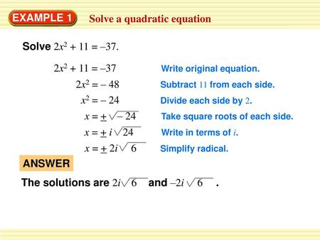 Solve a quadratic equation