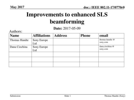 Improvements to enhanced SLS beamforming