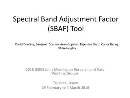 Spectral Band Adjustment Factor (SBAF) Tool