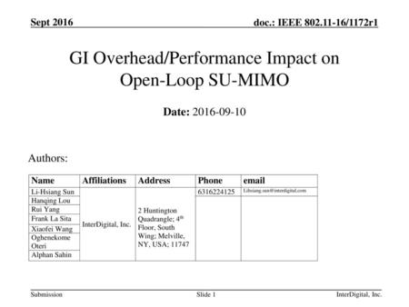 GI Overhead/Performance Impact on Open-Loop SU-MIMO
