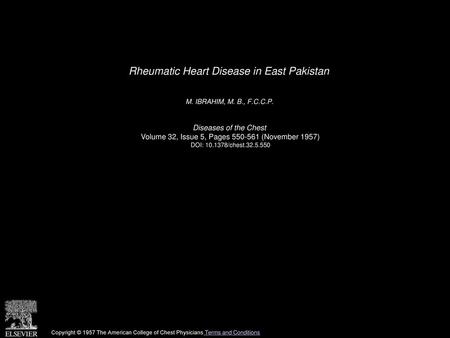 Rheumatic Heart Disease in East Pakistan