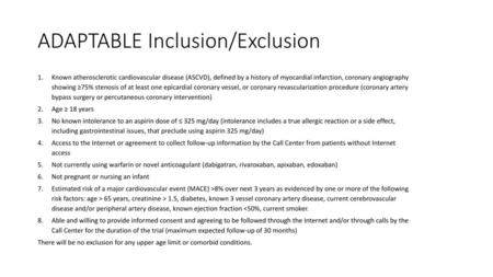 ADAPTABLE Inclusion/Exclusion
