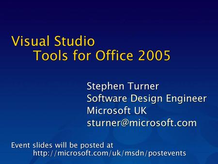 Visual Studio Tools for Office 2005