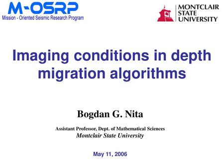 Imaging conditions in depth migration algorithms