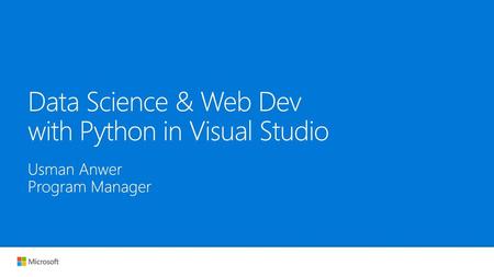 Data Science & Web Dev with Python in Visual Studio