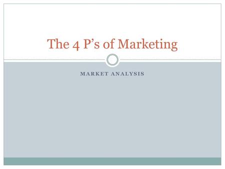 The 4 P’s of Marketing Market analysis.