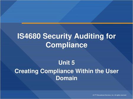 IS4680 Security Auditing for Compliance