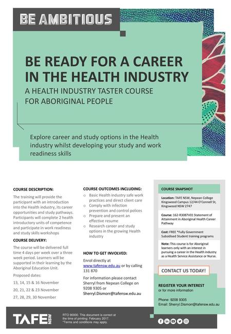 Be ready for a career in the health industry