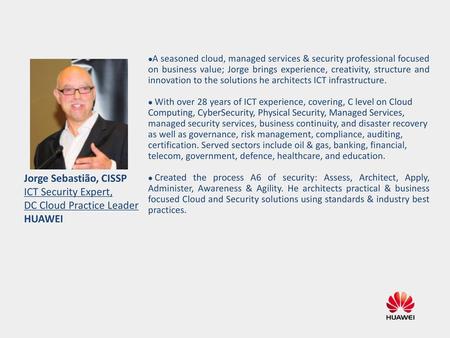 ICT Security Expert, DC Cloud Practice Leader HUAWEI