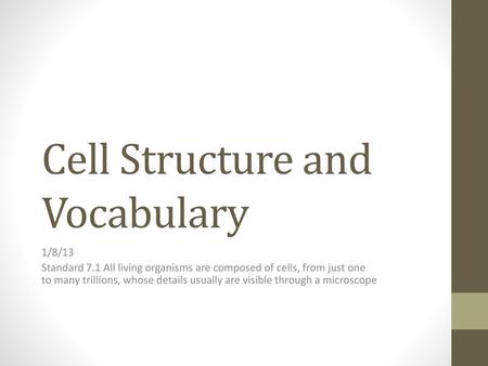 Cell Structure and Vocabulary